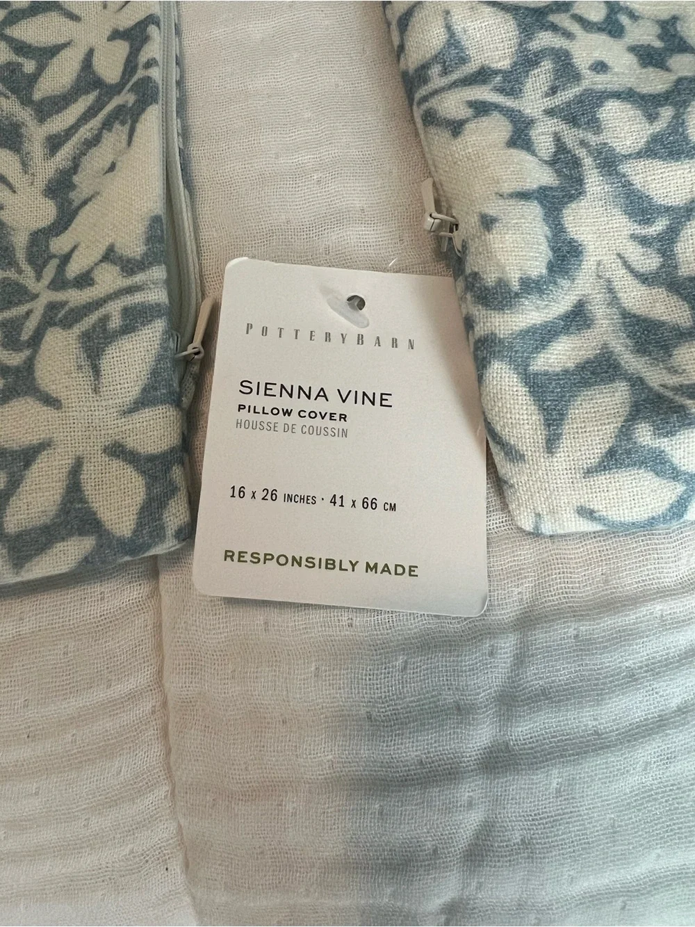 Pottery Barn Blue and White Floral Pillow Shams